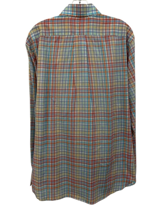 Hamilton Size L Orange & Multi Cotton Plaid Button Down Men's Long Sleeve Shirt Orange & Multi / L