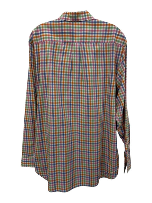 Alan Paine Size L Orange & Multi Cotton Plaid Button Down Long Sleeve Shirt Orange & Multi / L