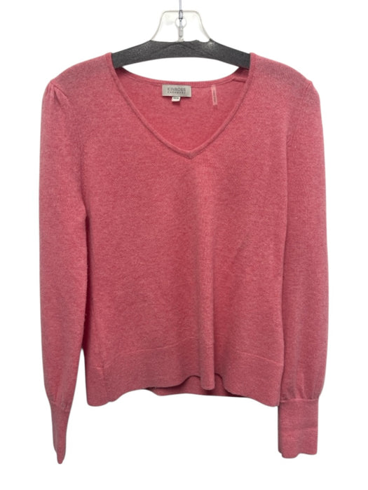 Kinross Size M Pink Cashmere V Neck Heathered Long Sleeve Sweater Pink / M