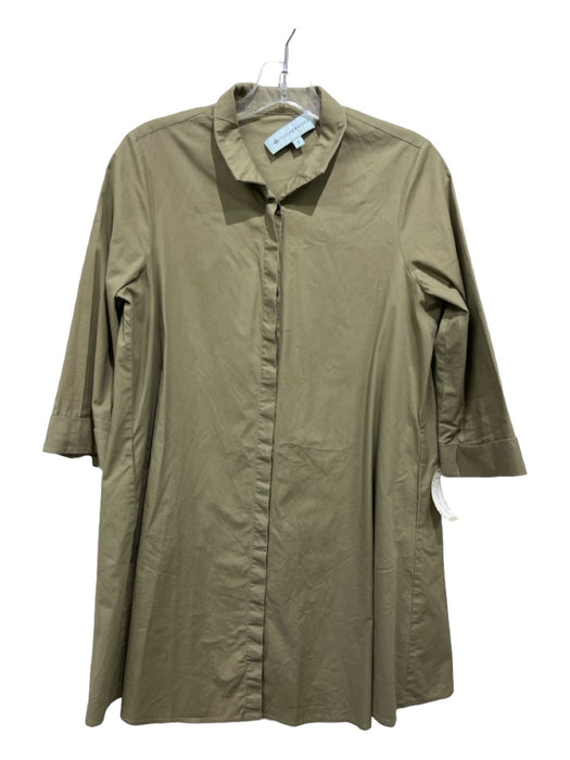 Tuckernuck Size S Green Cotton Blend Collared Button Up 3/4 Sleeve Shift Dress Green / S