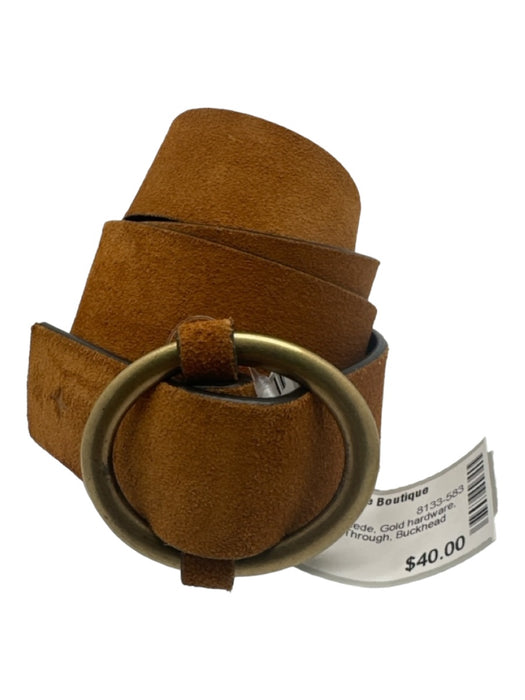 sessun Brown Synthetic Suede Gold hardware Circle Buckle Pull Through Belts Brown / M
