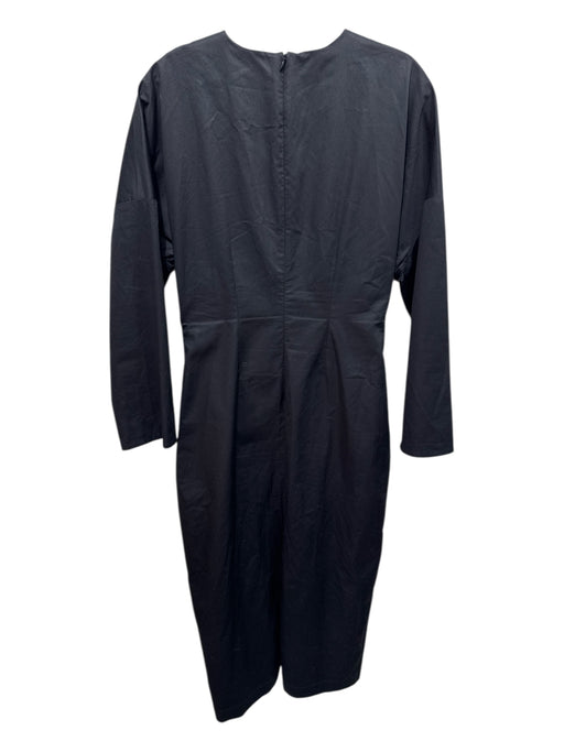 Co Size Small Black Cotton Long Sleeve Darted Pleated Back Zip Dress Black / Small