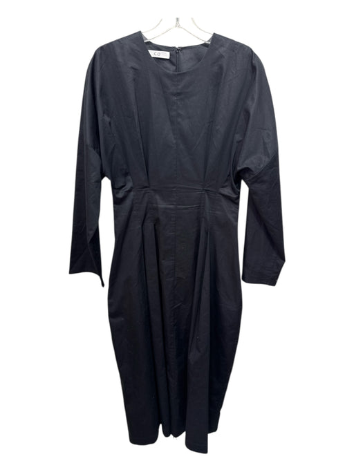 Co Size Small Black Cotton Long Sleeve Darted Pleated Back Zip Dress Black / Small