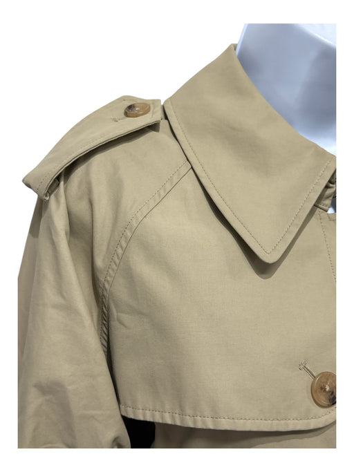 Nili Lotan Size Small Khaki Cotton Blend Double Breast Buckle Detail Collar Coat Khaki / Small