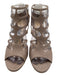 Jimmy Choo Shoe Size 38 Taupe Leather open toe Cut Outs Cage Back Zip Pumps Taupe / 38