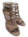 Jimmy Choo Shoe Size 38 Taupe Leather open toe Cut Outs Cage Back Zip Pumps Taupe / 38