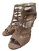 Jimmy Choo Shoe Size 38 Taupe Leather open toe Cut Outs Cage Back Zip Pumps Taupe / 38