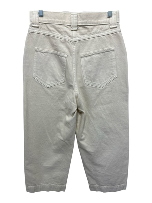 Khaite Size 28 Cream White Cotton Denim High Rise Pocket Straight Leg Jeans Cream White / 28