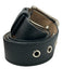 Prada Black Leather Silver Buckle Logo Grommet Belts Black / Medium