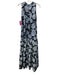 Beatrice B. Size XS Blue & Black Cotton Sleeveless Floral 3/4 Button Maxi Dress Blue & Black / XS