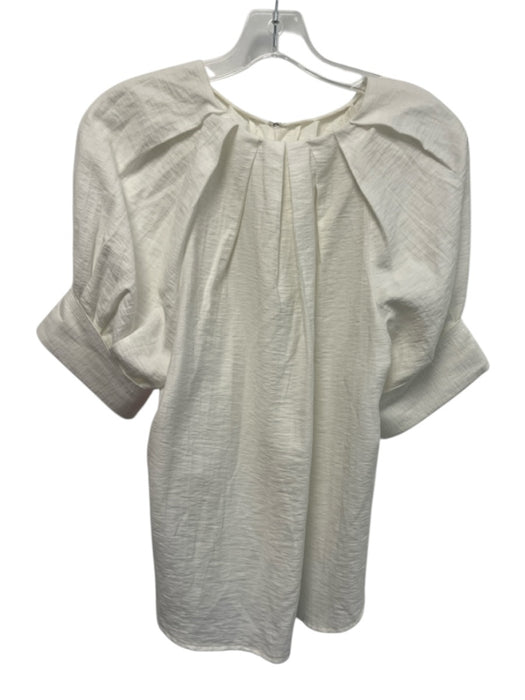 A.L.C. Size 6 White Viscose Blend Half Sleeve Pleat Detail V Neck Peasant Top White / 6