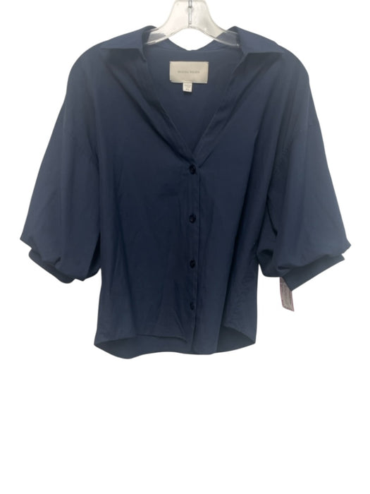 Brochu Walker Size XS Navy Blue Polyester Blend 3/4 Balloon Sleeve Collar Top Navy Blue / XS