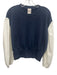 Cinq a Sept Size M Navy Blue & White Cotton Blend Crew Neck Sweatshirt Navy Blue & White / M