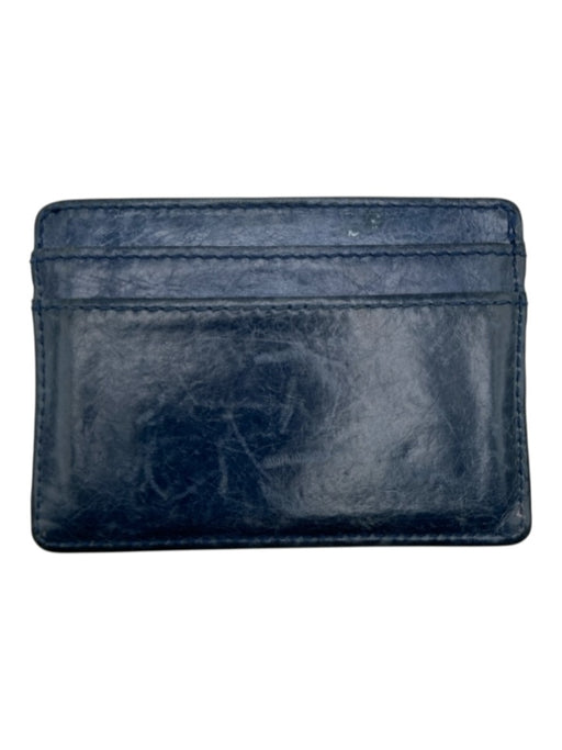 Tory Burch Navy blue & gold Leather gold tone metal Logo Card Holder Wallets Navy blue & gold