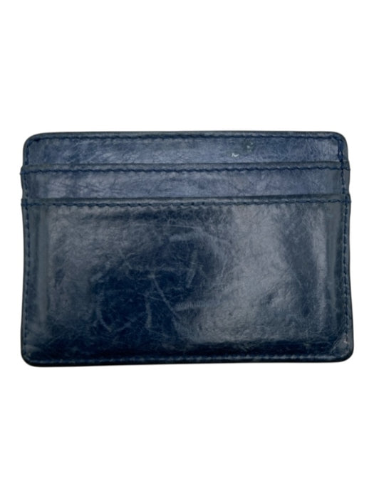 Tory Burch Navy blue & gold Leather gold tone metal Logo Card Holder Wallets Navy blue & gold