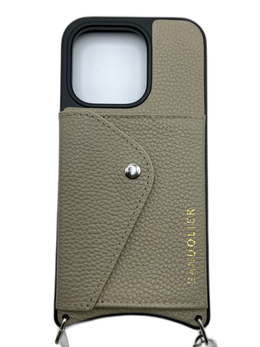 Bandolier Black & Taupe Leather Crossbody Strap Coin Purse Phone Case Black & Taupe
