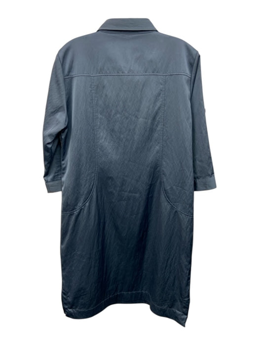Hilton Hollis Size M Blue Rayon Blend Button Front Long Sleeve Pockets Dress Blue / M