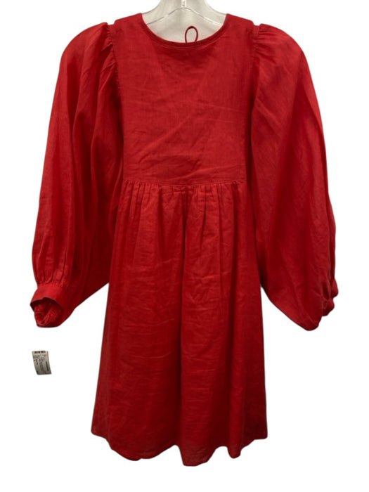 Abbey Glass Size S Red Cotton Blend Keyhole Front Long Sleeve Knee Length Dress Red / S