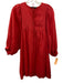 Abbey Glass Size S Red Cotton Blend Keyhole Front Long Sleeve Knee Length Dress Red / S