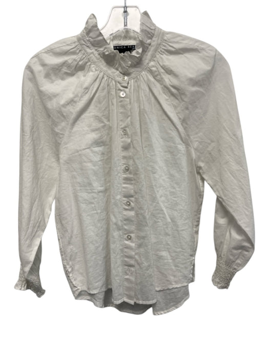 Veronica Beard Jeans Size S White Cotton Button Front Mock Neck Long Sleeve Top White / S