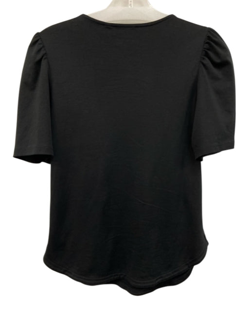 Theory Size S Black Cotton Puff Sleeves Round Neck Top Black / S