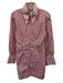 Ganni Size 36 Pink & White Cotton Striped Zip Front Long Sleeve Collared Dress Pink & White / 36