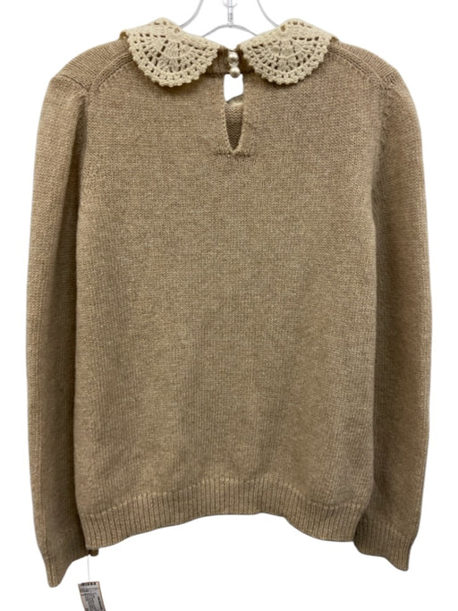 Marc Jacobs Size S Brown Wool Blend Lace Collar Keyhole Back Long Sleeve Sweater Brown / S