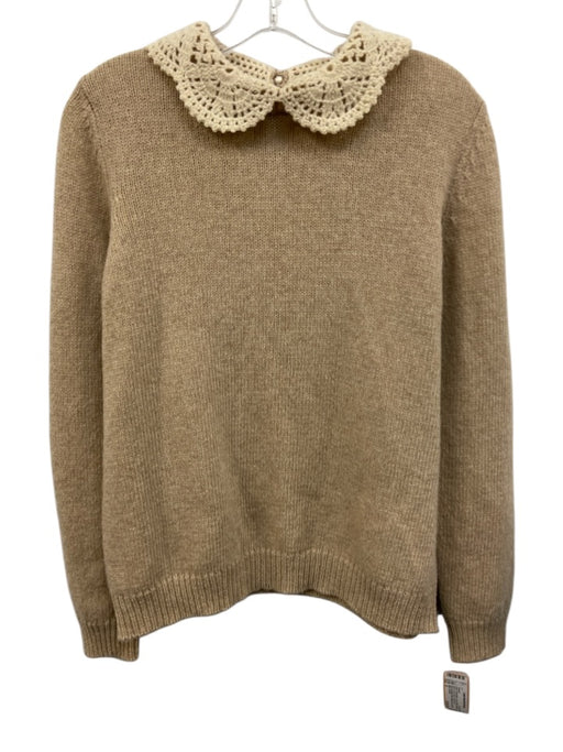 Marc Jacobs Size S Brown Wool Blend Lace Collar Keyhole Back Long Sleeve Sweater Brown / S