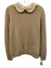 Marc Jacobs Size S Brown Wool Blend Lace Collar Keyhole Back Long Sleeve Sweater Brown / S