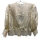 Cynthia Rowley Size S Cream Silk Button Front Peplum Puff Sleeve Lace Top Cream / S