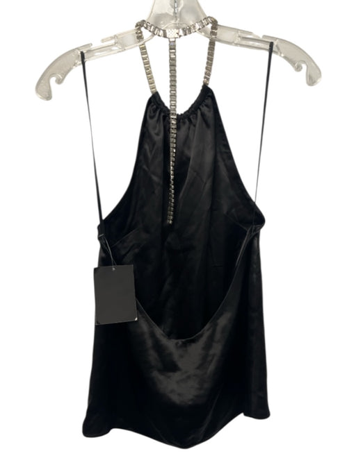Retrofete Size M Black Polyester Halter Neck Rhinestone Top Black / M