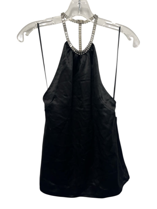 Retrofete Size M Black Polyester Halter Neck Rhinestone Top Black / M