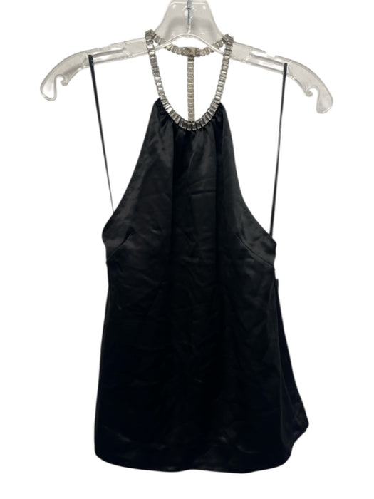 Retrofete Size M Black Polyester Halter Neck Rhinestone Top Black / M