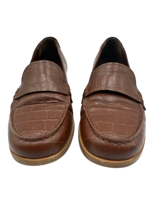 Jenni Kayne Shoe Size 36 Brown Leather Loafer Croc Embossed Shoes Brown / 36