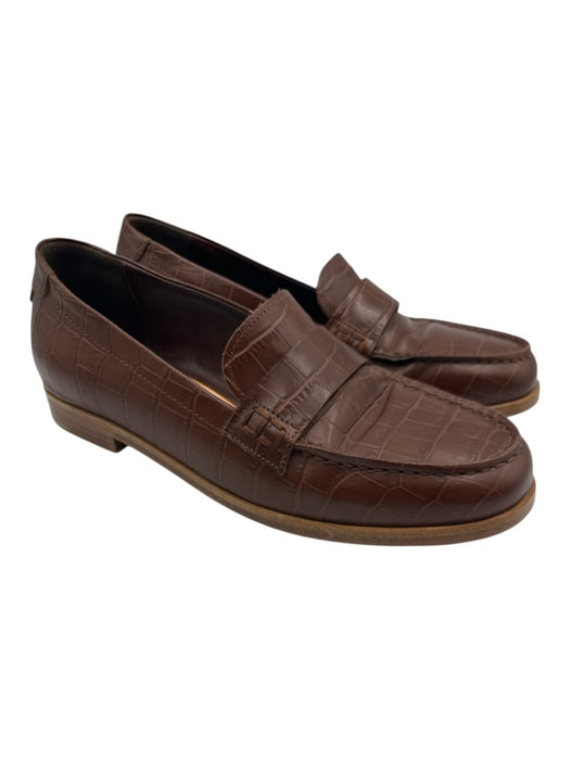Jenni Kayne Shoe Size 36 Brown Leather Loafer Croc Embossed Shoes Brown / 36