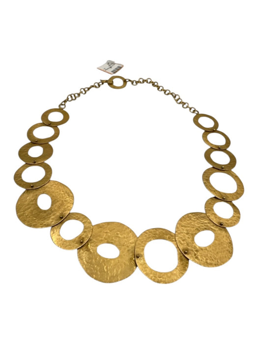 No Brand Gold Metal Hook Closure Hammered Metal Necklace Gold