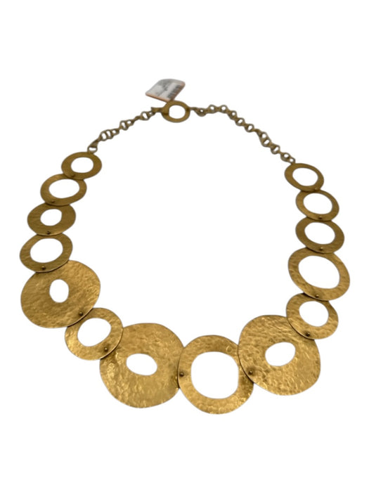 No Brand Gold Metal Hook Closure Hammered Metal Necklace Gold