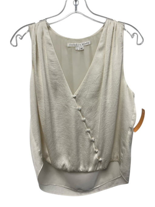 Veronica Beard Size 6 Ivory White Polyester Blend Sleeveless Button Front Top Ivory White / 6