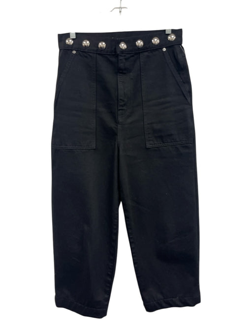Khaite Size 29 Black Cotton Denim High Rise Studded Patch Pocket Tapered Jeans Black / 29