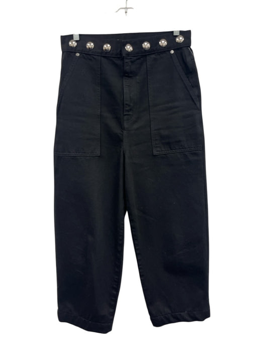 Khaite Size 29 Black Cotton Denim High Rise Studded Patch Pocket Tapered Jeans Black / 29