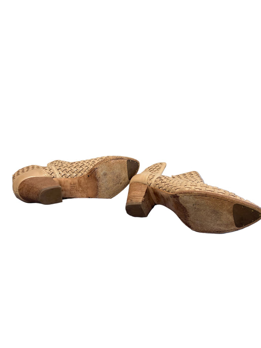 Frye Shoe Size 8 Brown Leather Woven Cut Out Ankle Boot Pointed Toe Boots