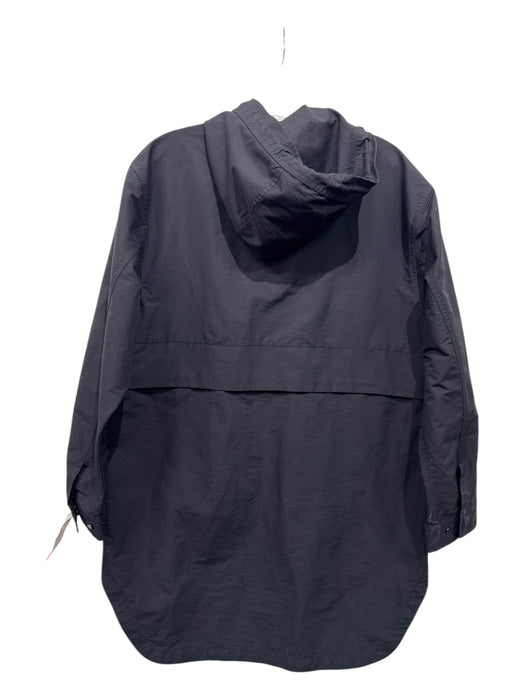 Everlane Size S Black Polyester Zip & Snaps Hood Raincoat Flap Pocket Coat Black / S
