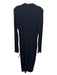 Faherty Size L Black Viscose Button Down Ribbed V Neck Long Sleeve Dress Black / L