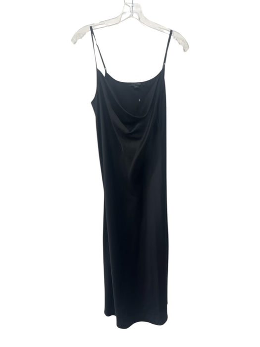 All Saints Size 10 Black Polyester Blend Satin Spaghetti Strap Slip Dress Black / 10