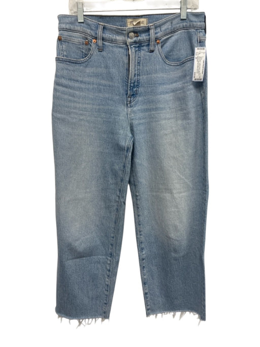 Madewell Size 29 Light Wash Cotton Denim High Rise Whiskering Raw Hem Jeans Light Wash / 29