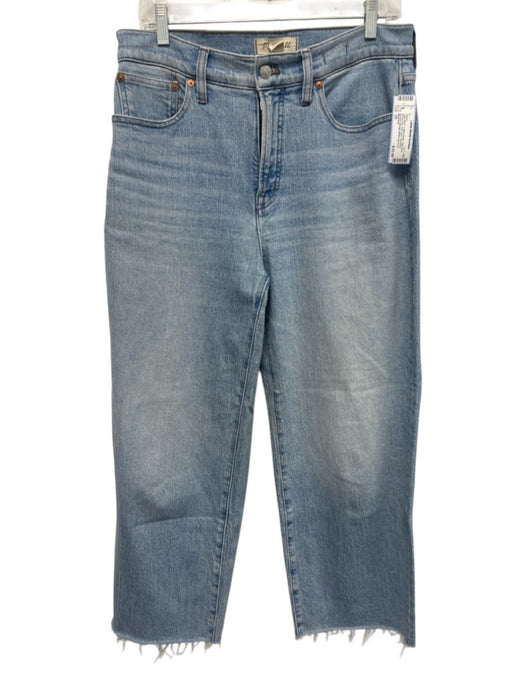 Madewell Size 29 Light Wash Cotton Denim High Rise Whiskering Raw Hem Jeans Light Wash / 29