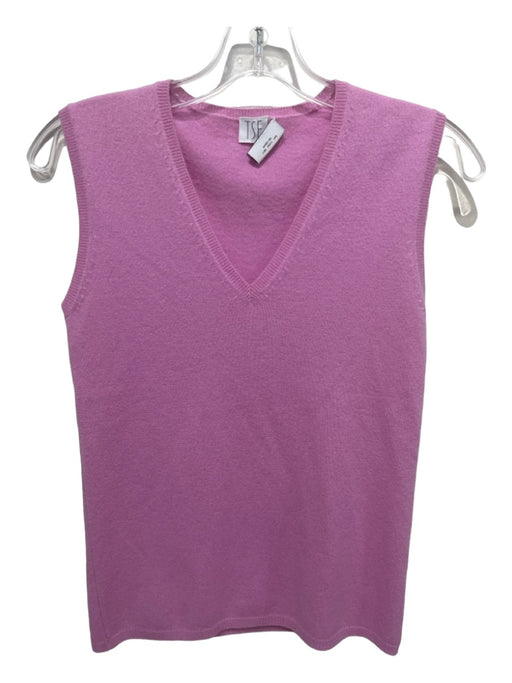 TSE Size S Pink Cashmere V Neck Sleeveless Knit Ribbed Trim Top Pink / S