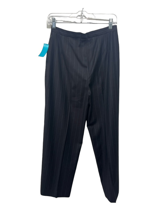 Carolina Herrera Size 8 Brown & Blue Wool Pinstripe High Rise Straight Leg Pants Brown & Blue / 8