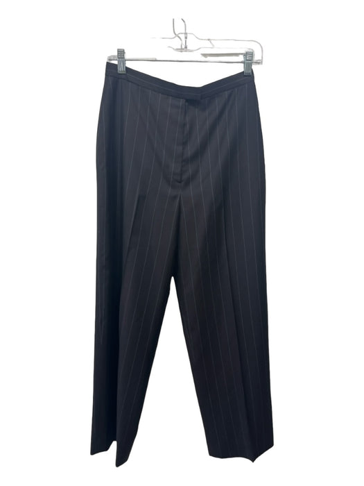 Carolina Herrera Size 8 Brown & Blue Wool Pinstripe High Rise Straight Leg Pants Brown & Blue / 8