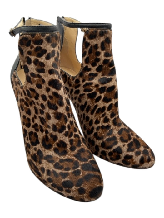 Jimmy Choo Shoe Size 38.5 Brown, Tan & Black Pony Hair round toe Booties Brown, Tan & Black / 38.5